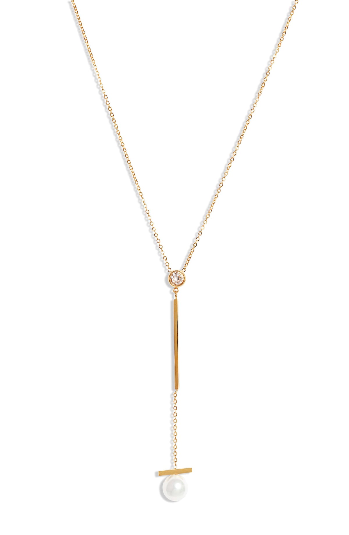 Pearl Bar Drop Necklace-0