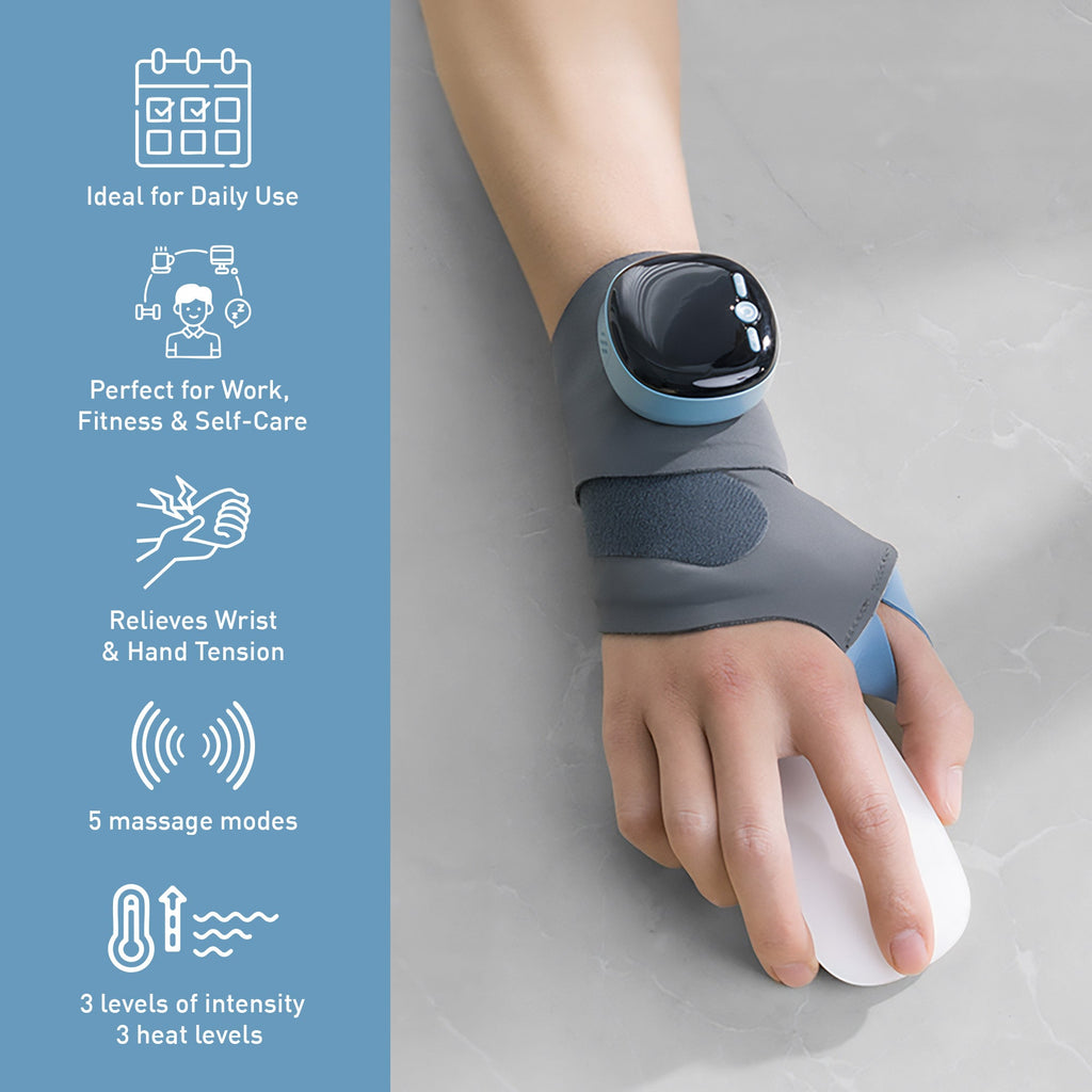 Portable electric massager wrist guard with wearable ergonomic design for EMS pulse muscle relaxation. — view 2