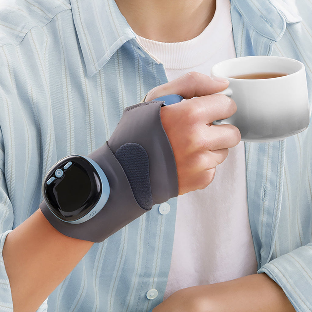 Portable electric massager wrist guard with wearable ergonomic design for EMS pulse muscle relaxation. — view 4
