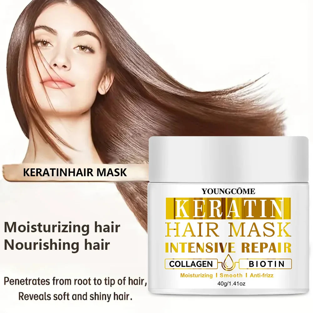 Keratin deep repair moisturizing hair mask container for dry damaged hair treatment and hydration — view 2