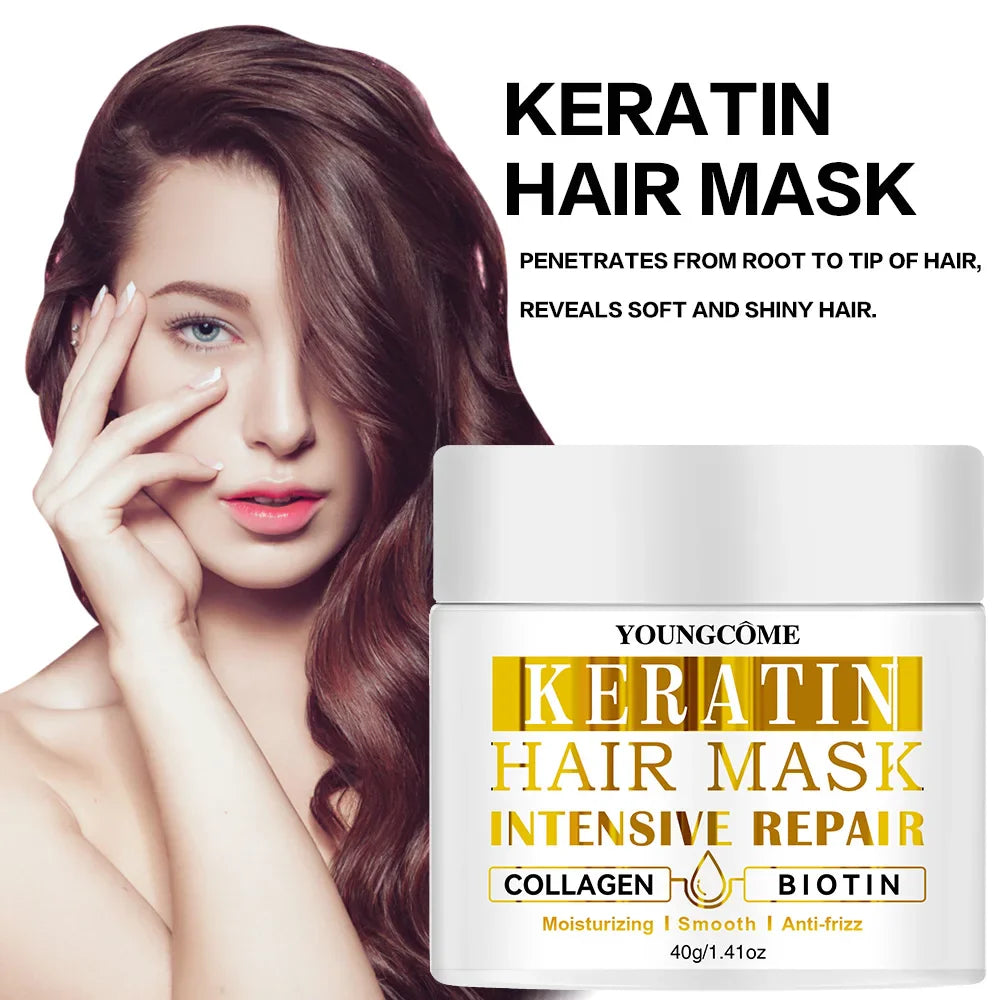 Keratin deep repair moisturizing hair mask container for dry damaged hair treatment and hydration — view 3