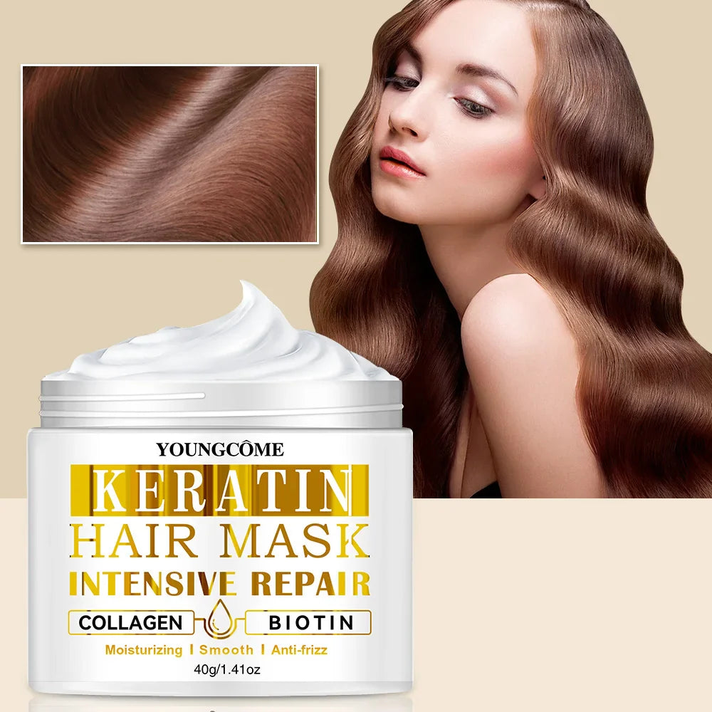 Keratin deep repair moisturizing hair mask container for dry damaged hair treatment and hydration — view 4