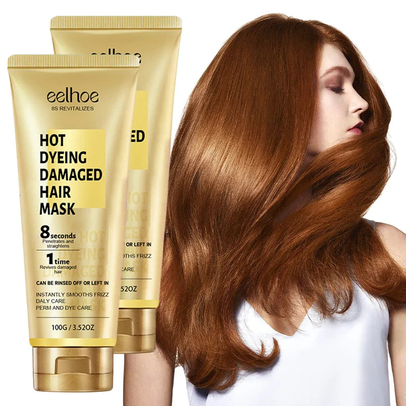 Keratin hair mask tub in 100ml size, creamy white conditioning treatment for dry damaged hair