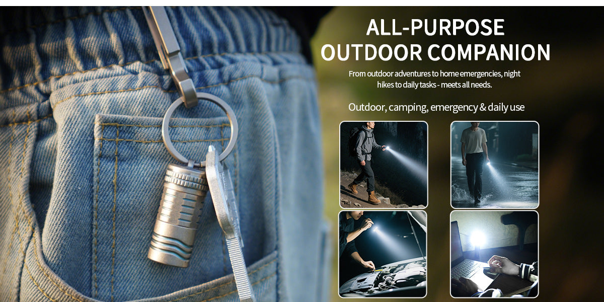 Titanium mini keychain flashlight with super bright CREE LED for outdoor everyday carry