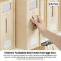 Beige foldable closet organizer storage box made of Oxford cloth with clear viewing window — view 2
