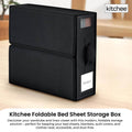 Black foldable Oxford cloth bed sheet storage box with clear window and easy pull-out handle — view 2