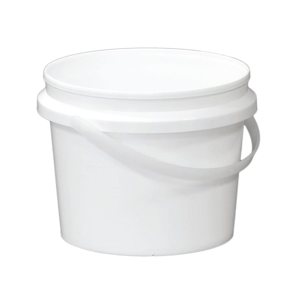 White food grade plastic storage bucket with tamper evident lid and carry handle in multiple sizes — view 5