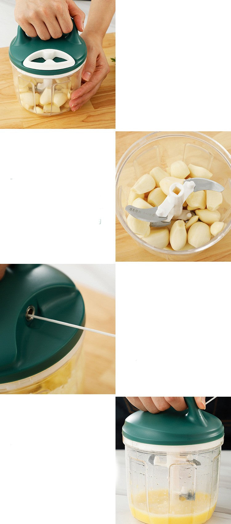 Grey compact vegetable chopper with stainless steel blades and 200ml transparent food container. — view 4