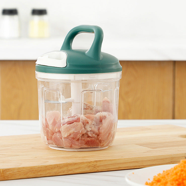 Grey compact vegetable chopper with stainless steel blades and 200ml transparent food container. — view 5