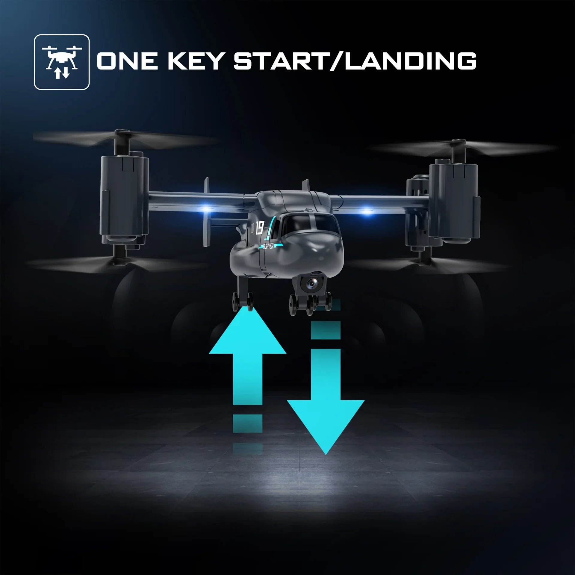 LM19 480P camera drone quadcopter in lightweight plastic with remote controller and replacement blades — view 5