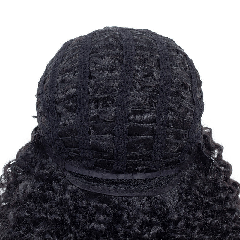 Gradient long curly hair wig made of premium matte Korean silk featuring a realistic natural scalp — view 2