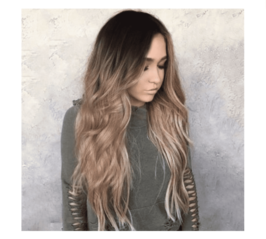 Gradient long curly hair wig made of premium matte Korean silk featuring a realistic natural scalp — view 3