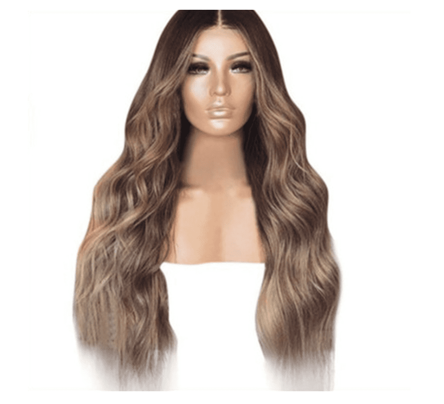 Gradient long curly hair wig made of premium matte Korean silk featuring a realistic natural scalp — view 4
