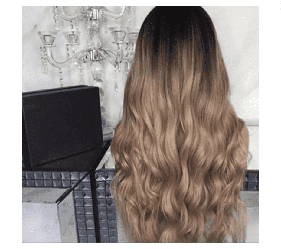 Gradient long curly hair wig made of premium matte Korean silk featuring a realistic natural scalp — view 5