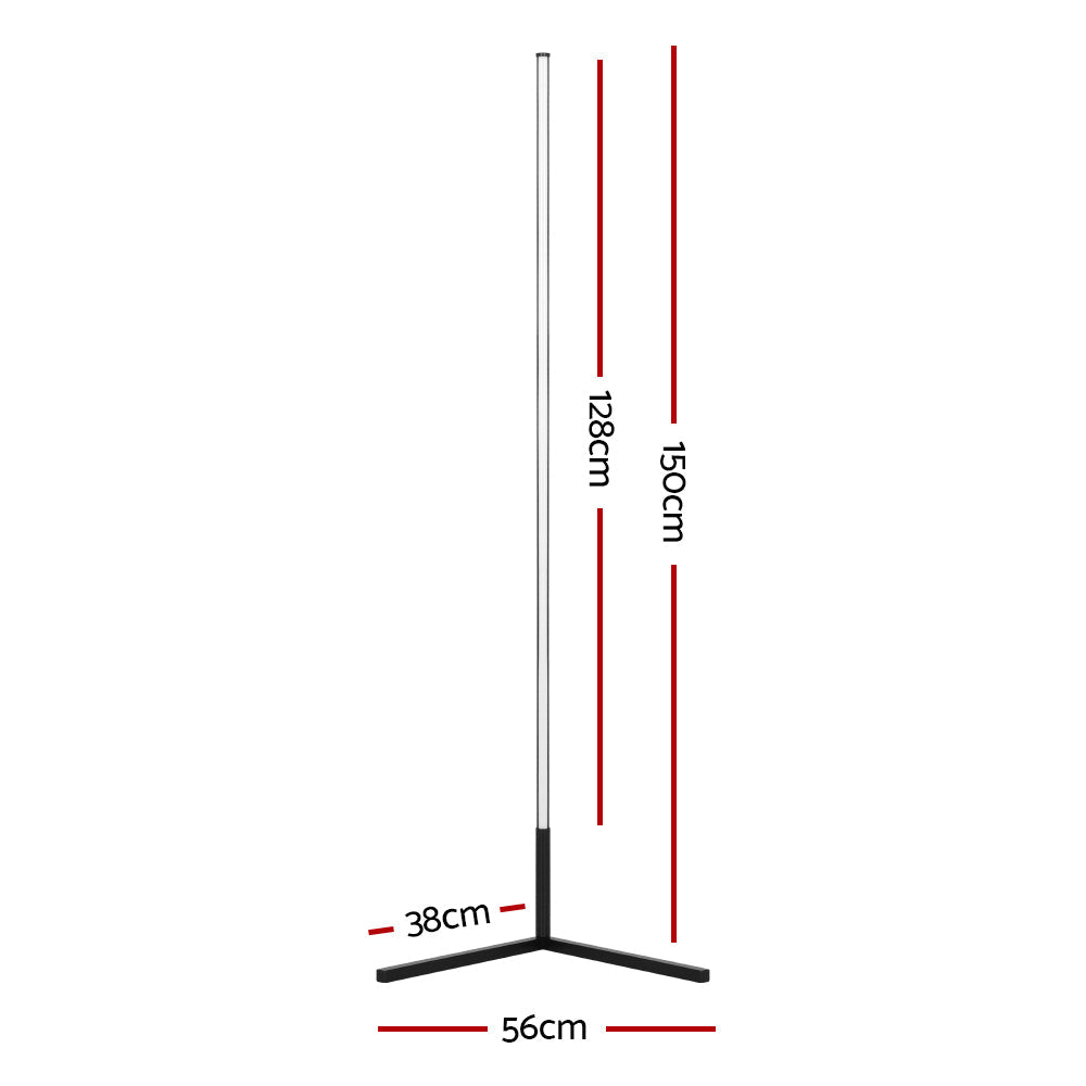 Modern minimalist 1.5m RGB LED corner floor lamp illuminating a contemporary living room space. — view 2