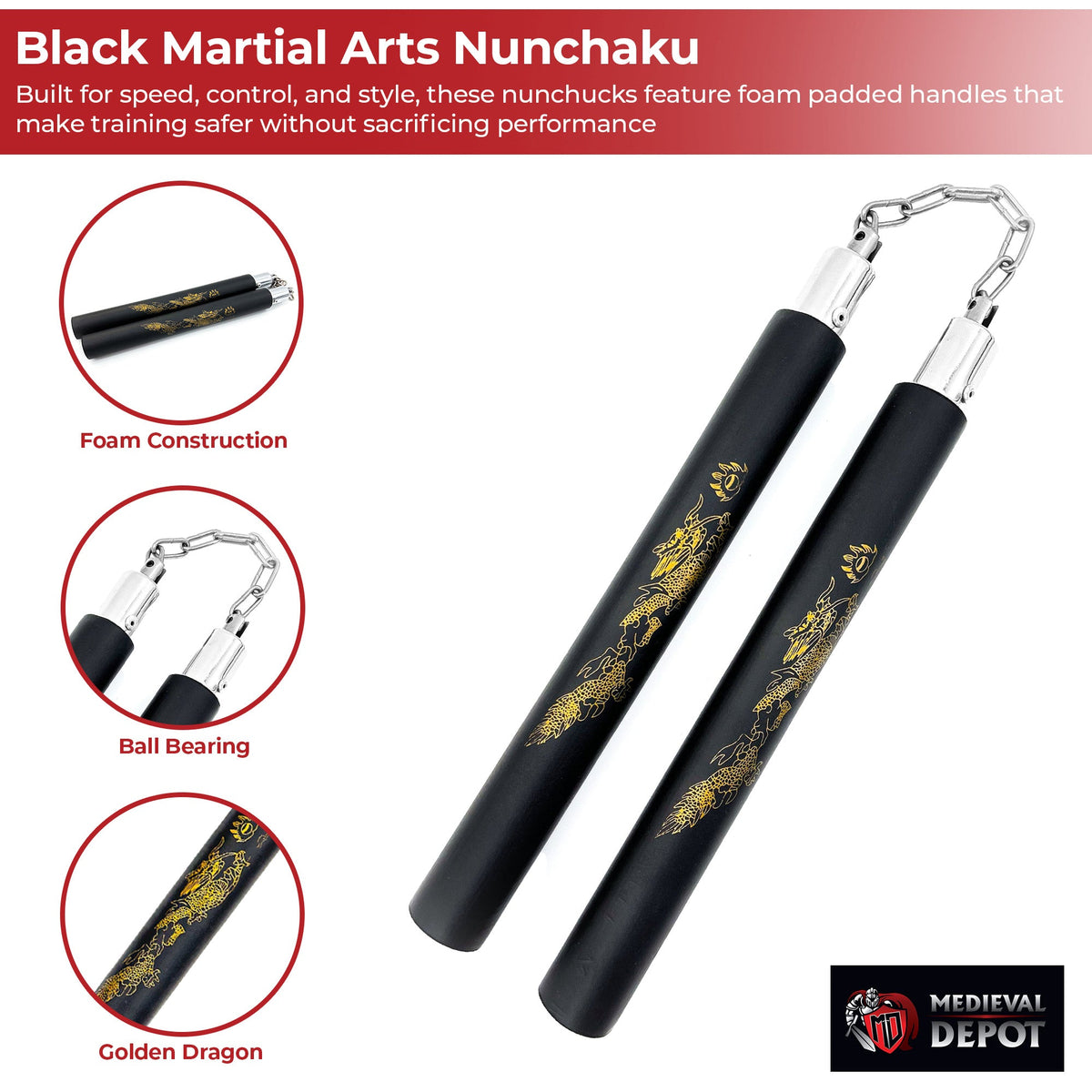 Laser Dragon Black Martial Arts Nunchaku-2