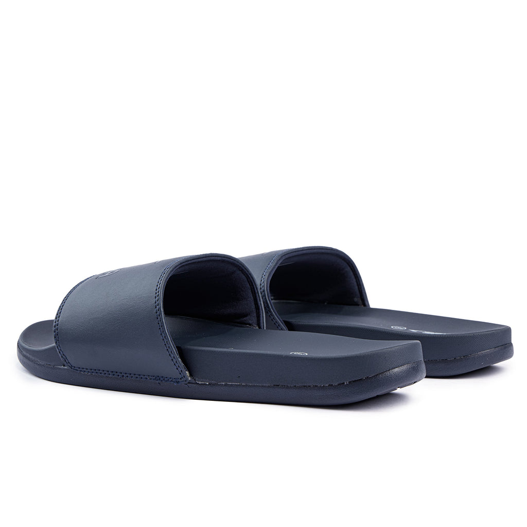 Laze men's slides in navy blue comfortable slip-on sandals with a foam-padded cushioned sole — view 4