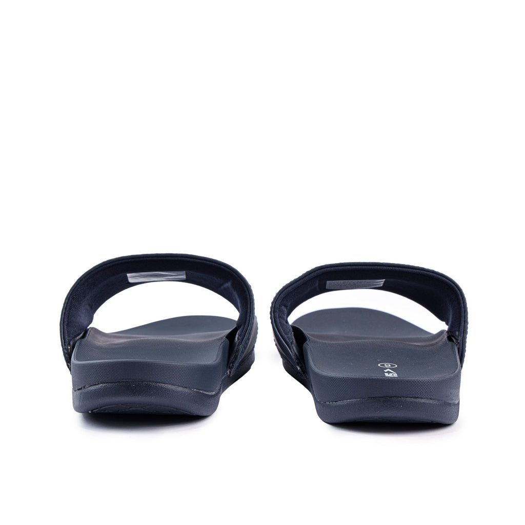 Laze men's slides in navy blue comfortable slip-on sandals with a foam-padded cushioned sole — view 5