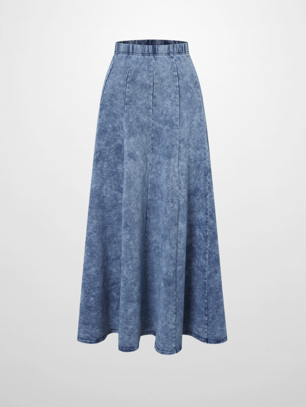 Paneled Flare Skirt 35"-Light Blue Wash-1