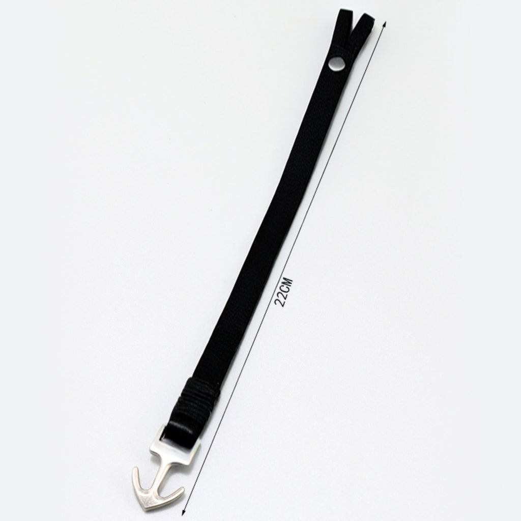 Mens black PU leather bracelet featuring a silver tone metal anchor hook clasp and sophisticated box — view 4