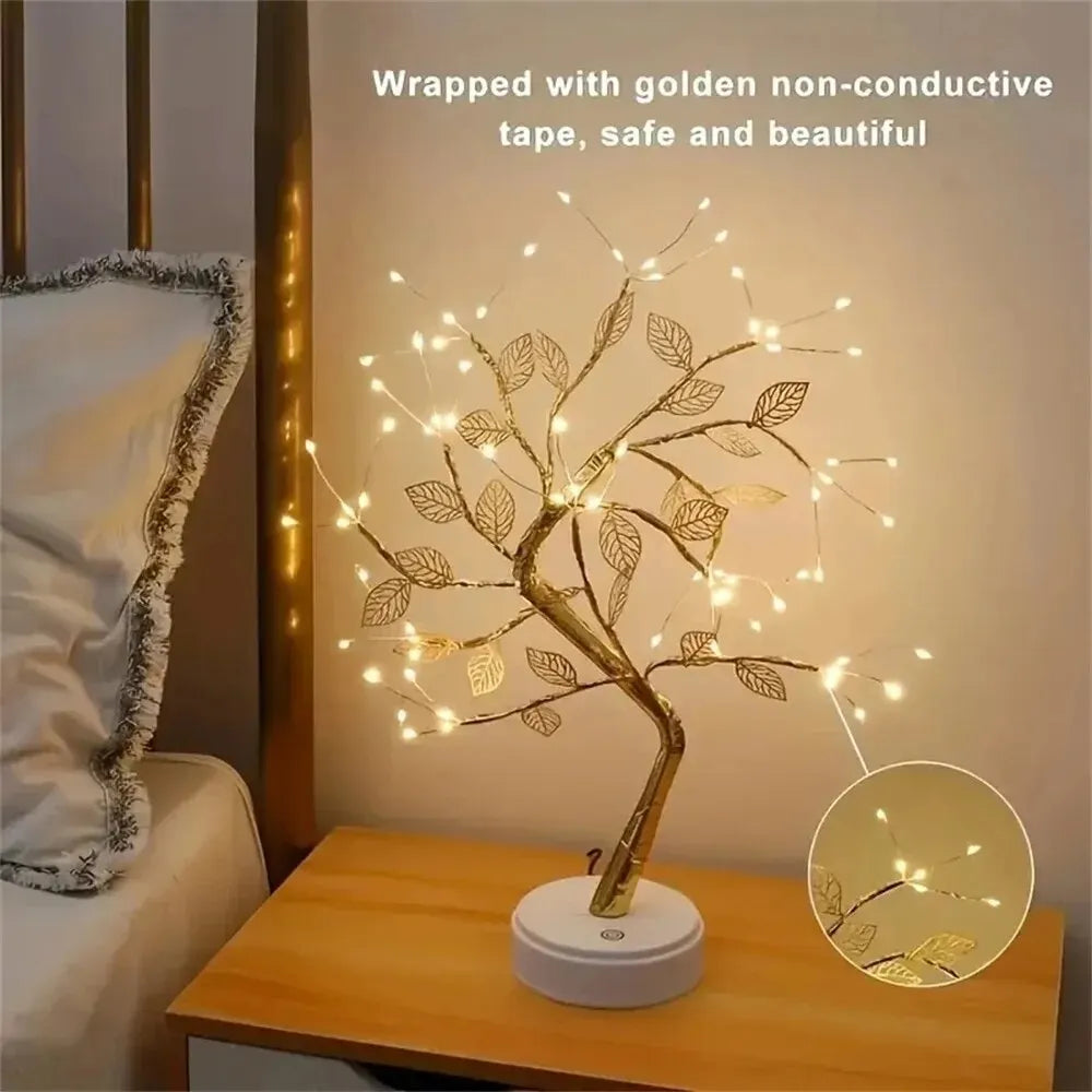 LED fairy light tree lamp with warm white bonsai style branches and touch control base — view 3