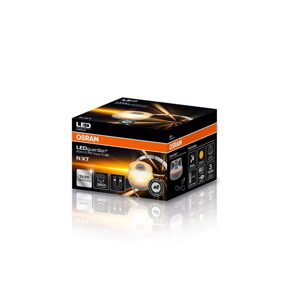 Compact orange LED road flare emergency warning light with magnetic base for vehicle safety and visibility — view 2
