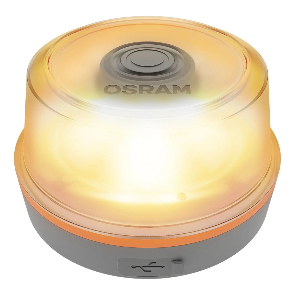 Compact orange LED road flare emergency warning light with magnetic base for vehicle safety and visibility — view 3