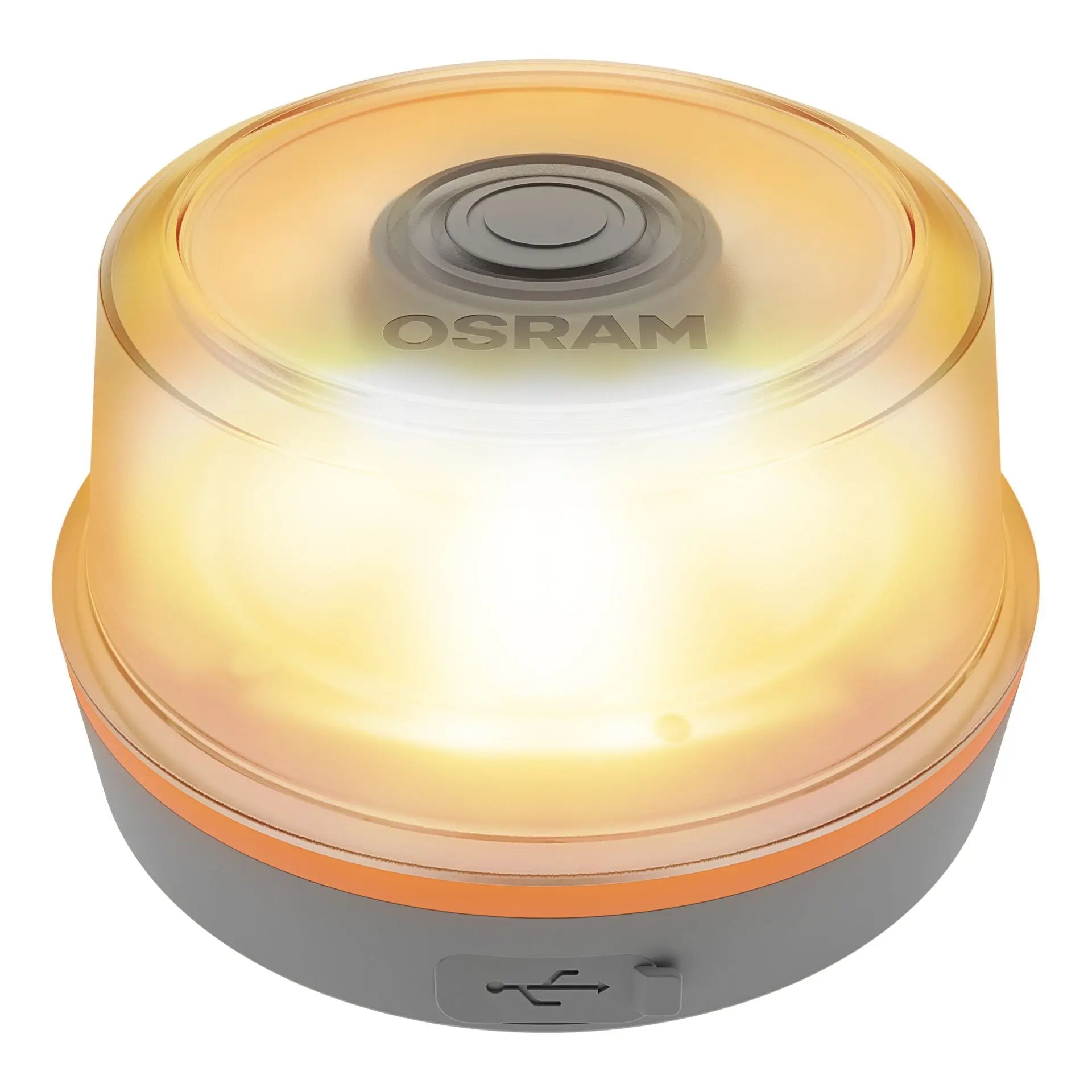 Compact orange LED road flare emergency warning light with magnetic base for vehicle safety and visibility — view 3