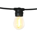 17m solar festoon string lights with warm white LED bulbs for outdoor garden patio.