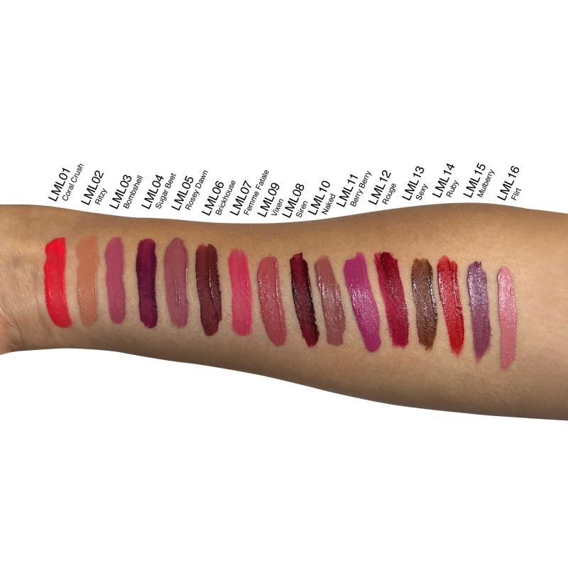 Brickhouse liquid to matte lipstick tube with slanted doe-foot applicator and bold red lip color — view 4
