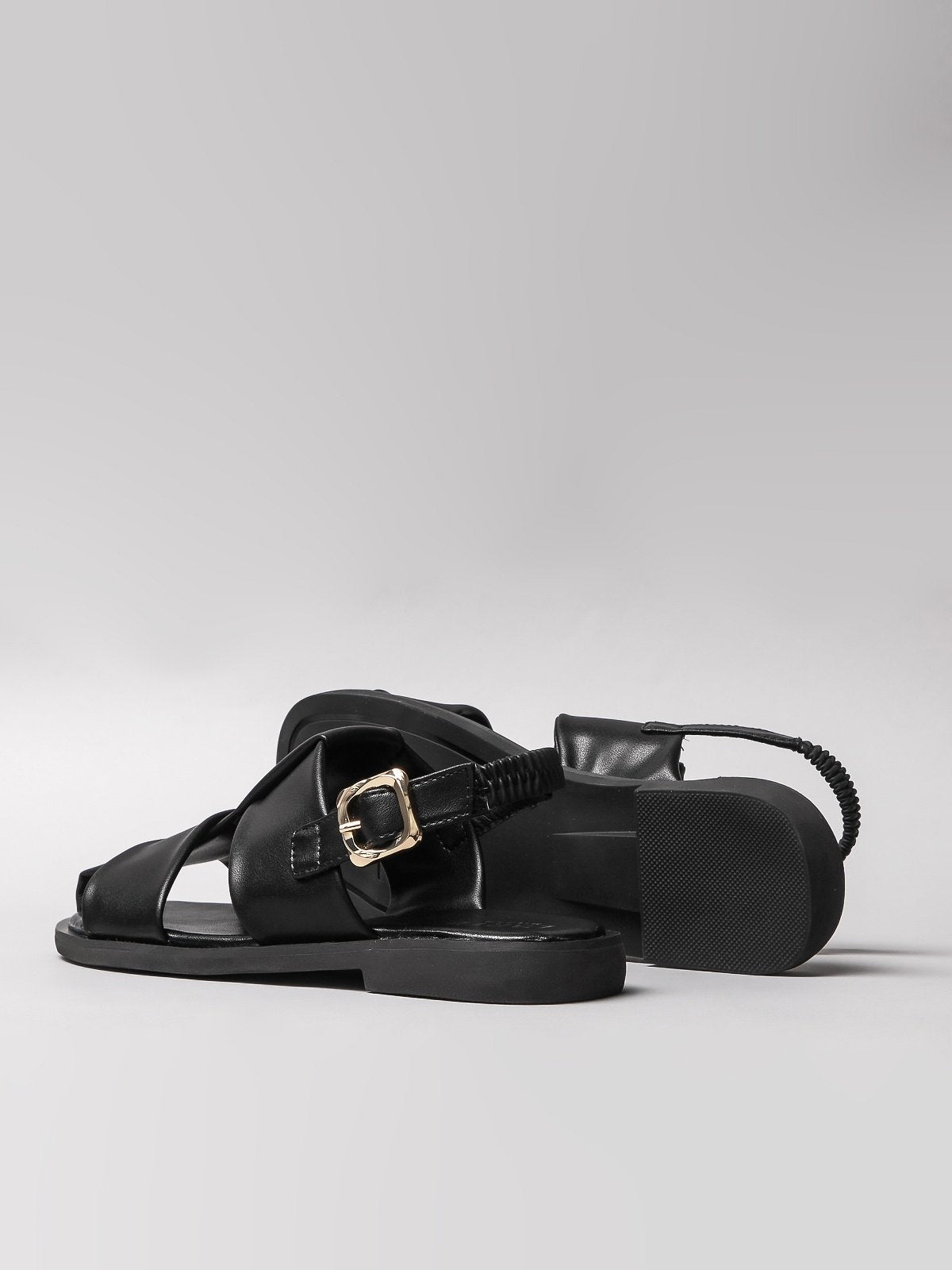 Women's black sandals by L'ARTE MILANO featuring an elegant design and durable synthetic sole — view 3