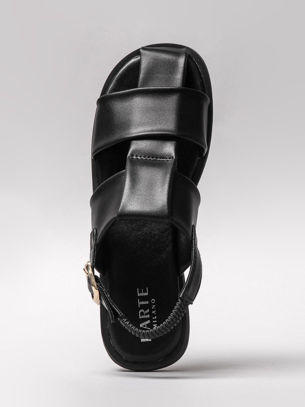 Women's black sandals by L'ARTE MILANO featuring an elegant design and durable synthetic sole — view 4