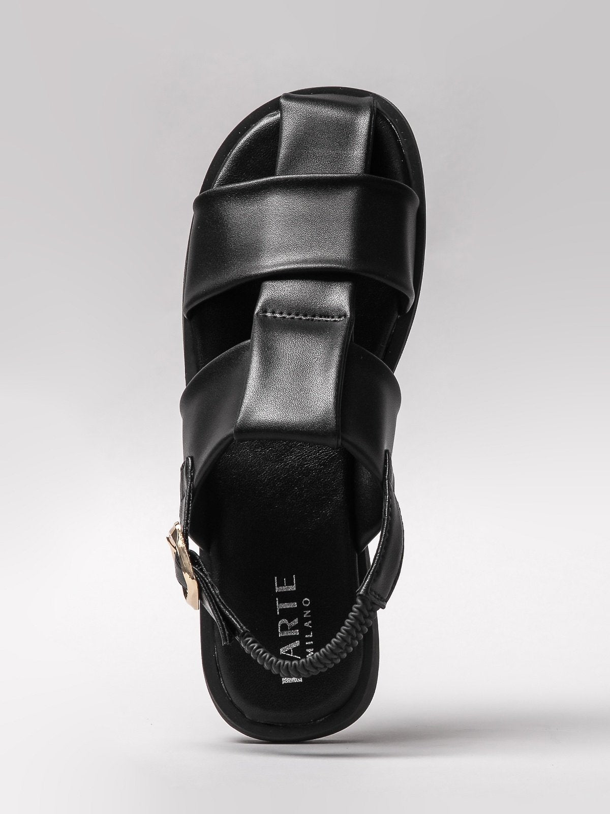 Women's black sandals by L'ARTE MILANO featuring an elegant design and durable synthetic sole — view 4