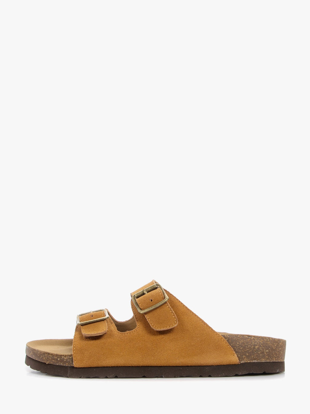 Men's brown genuine suede leather sandals with comfortable synthetic sole and textile inner.