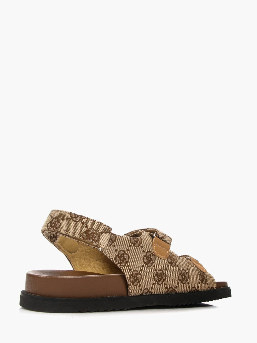 Women's brown textile casual summer sandals featuring a comfortable flat man-made fibre sole — view 3