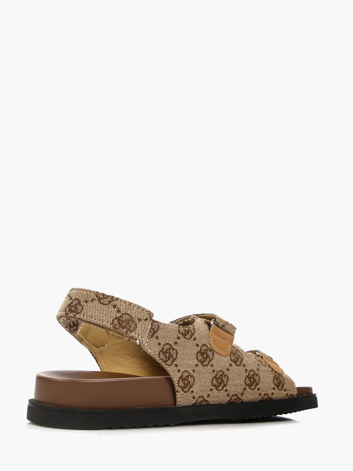 Women's brown textile casual summer sandals featuring a comfortable flat man-made fibre sole — view 3