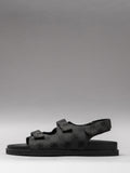 Women's grey summer sandals featuring genuine leather interior and sturdy synthetic sole