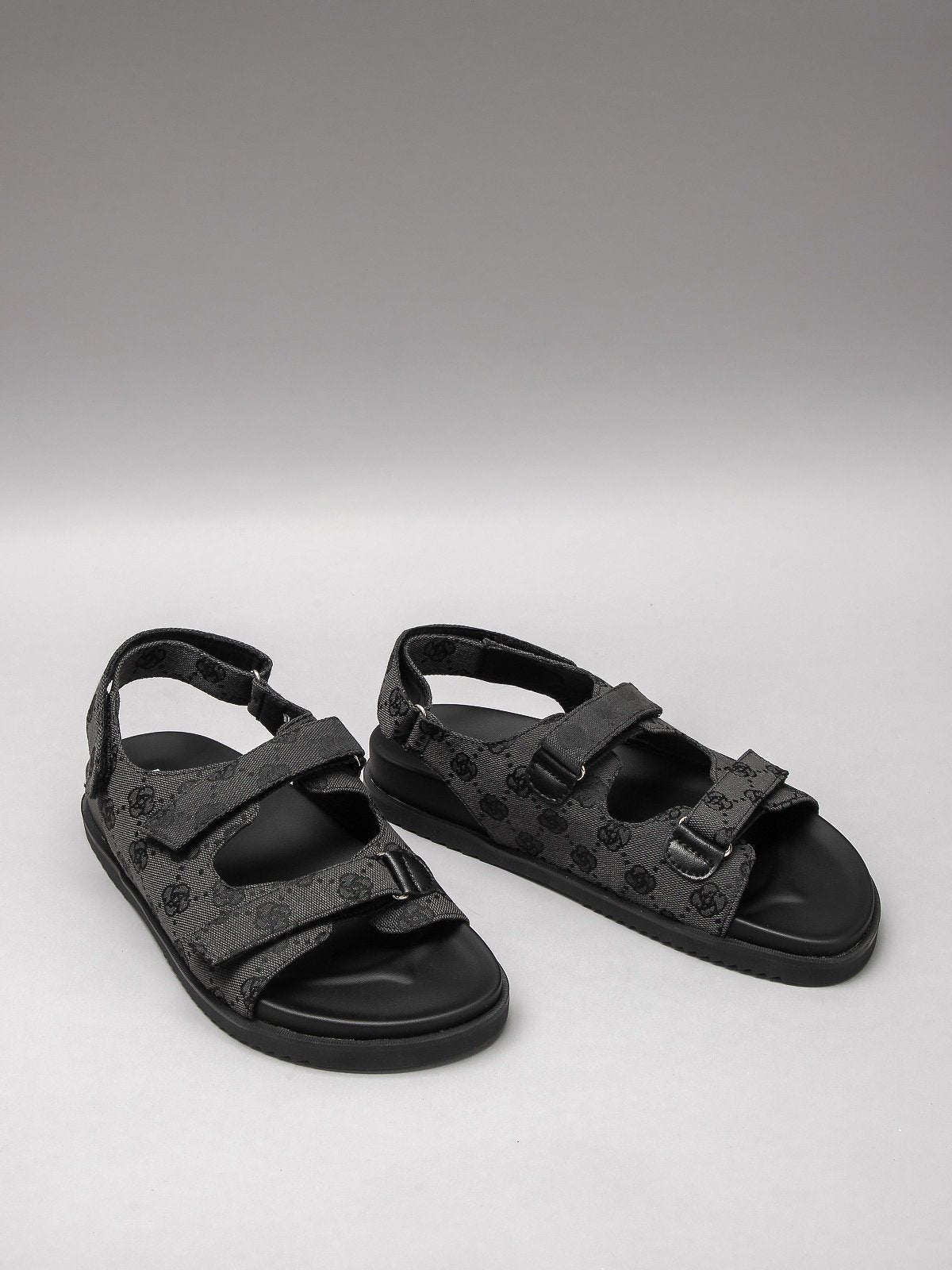 Women's grey summer sandals featuring genuine leather interior and sturdy synthetic sole — view 2