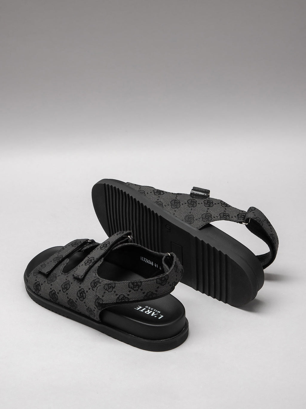 Women's grey summer sandals featuring genuine leather interior and sturdy synthetic sole — view 3