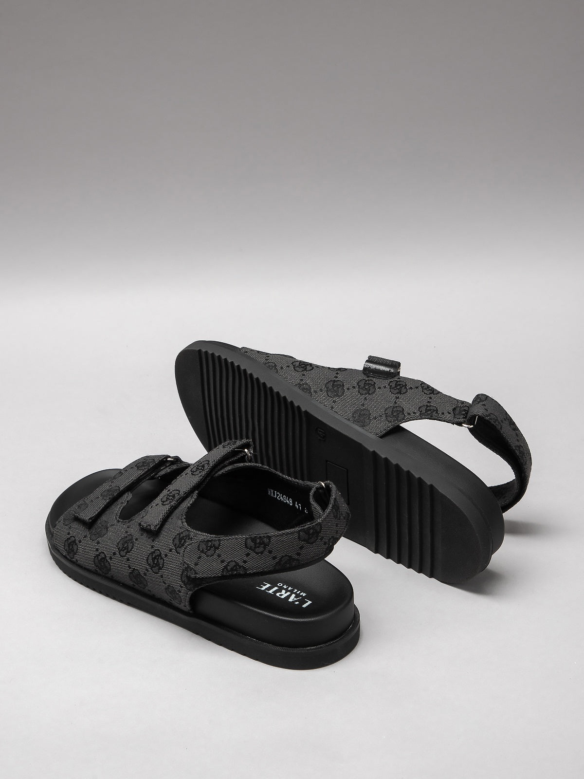 Women's grey summer sandals featuring genuine leather interior and sturdy synthetic sole — view 3