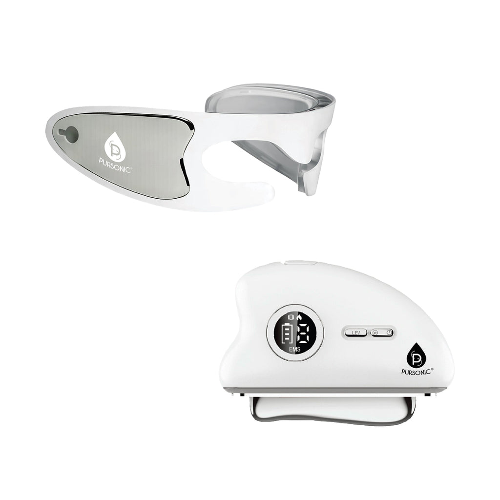 Pursonic LED light therapy rejuvenation bundle featuring an eye mask and facial sculpting wand.