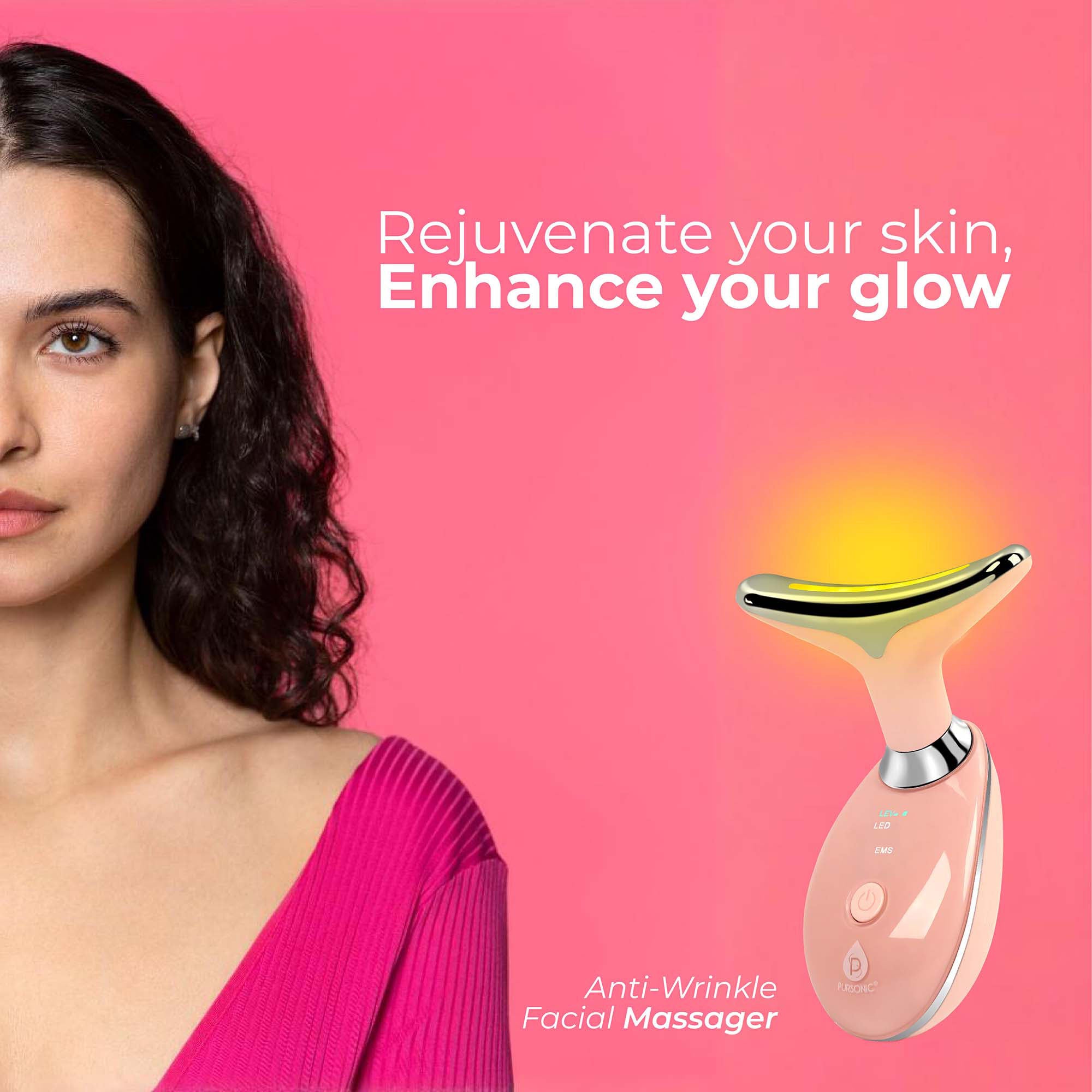 Pursonic 7-in-1 LED glow set with silicone face mask and handheld facial sculpting wand — view 3