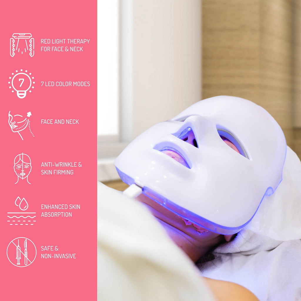 7-in-1 LED light therapy face mask and silicone facial cleansing device for home skincare routines — view 3