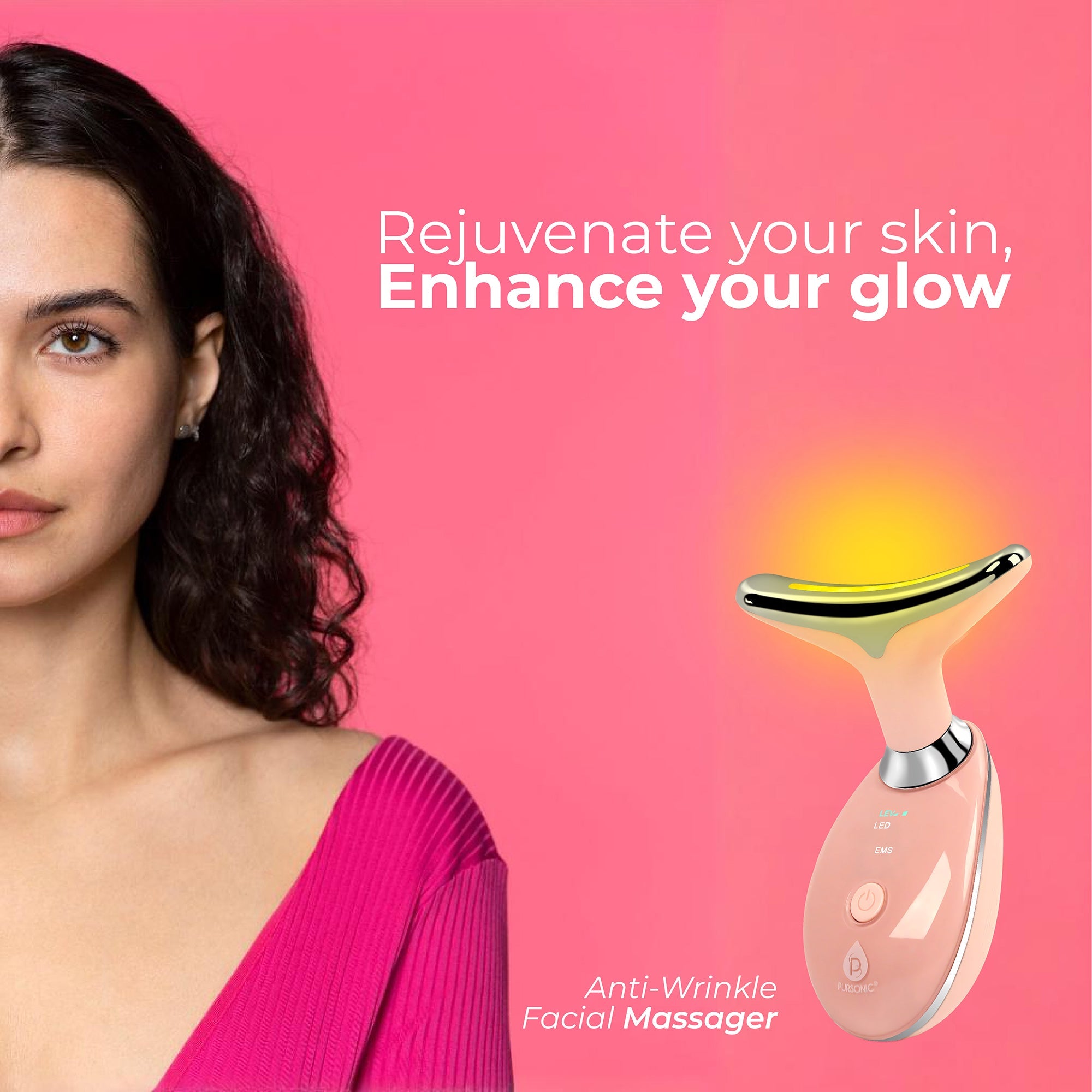 Pursonic 7-in-1 LED light therapy face and neck sculpting beauty wand device — view 4