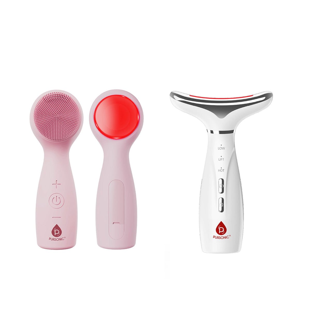 7-in-1 LED Therapy Device for Face & Neck + 3-in-1 Facial Cleansing System-0