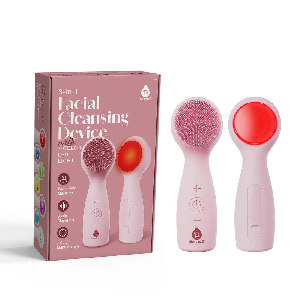 7-in-1 LED light therapy face mask and silicone facial cleansing device for home skincare routines — view 5