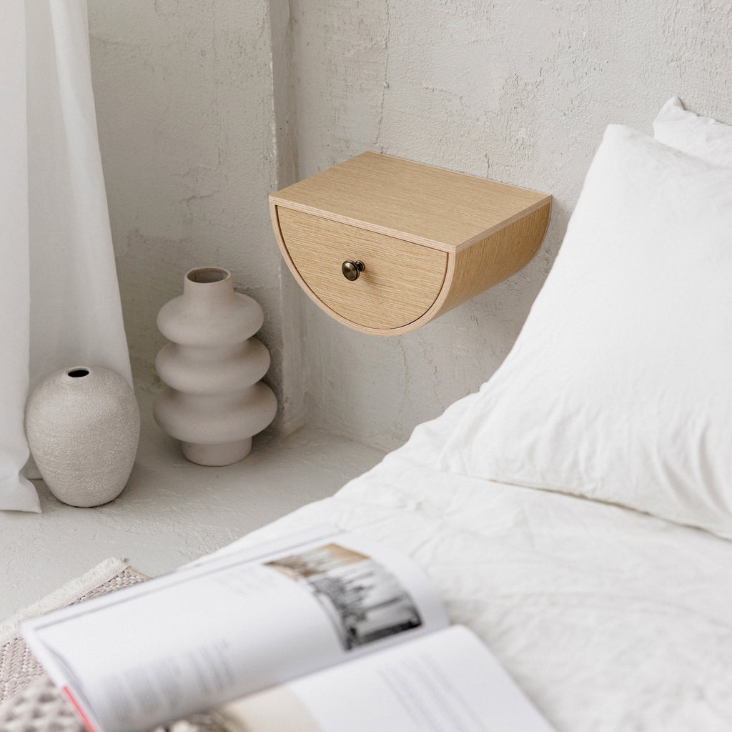 Wooden minimalist wall drawer shelf, Bedroom nightstand drawer-4