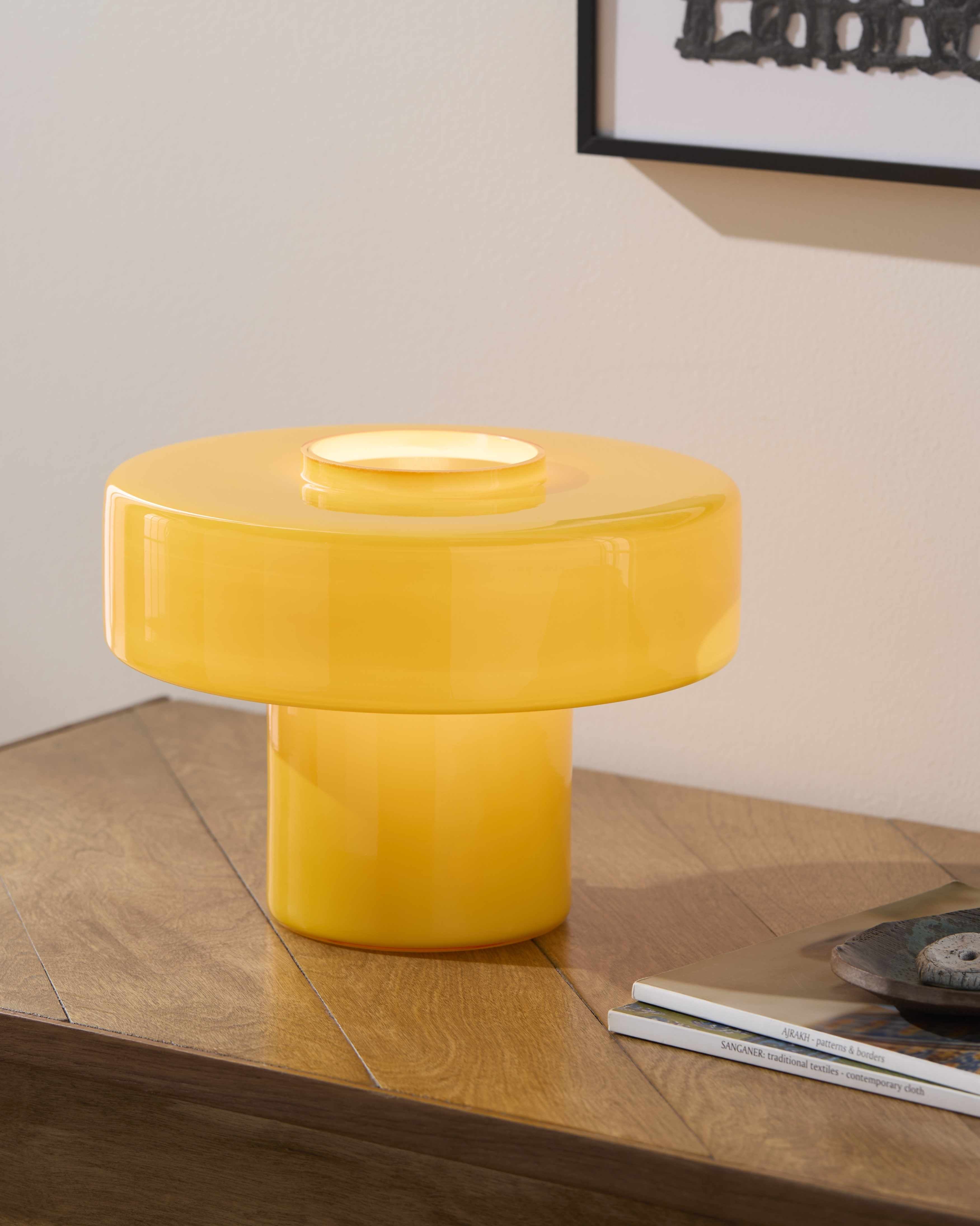 Lauenhagen contemporary translucent yellow and white glass accent floor lamp with power cord