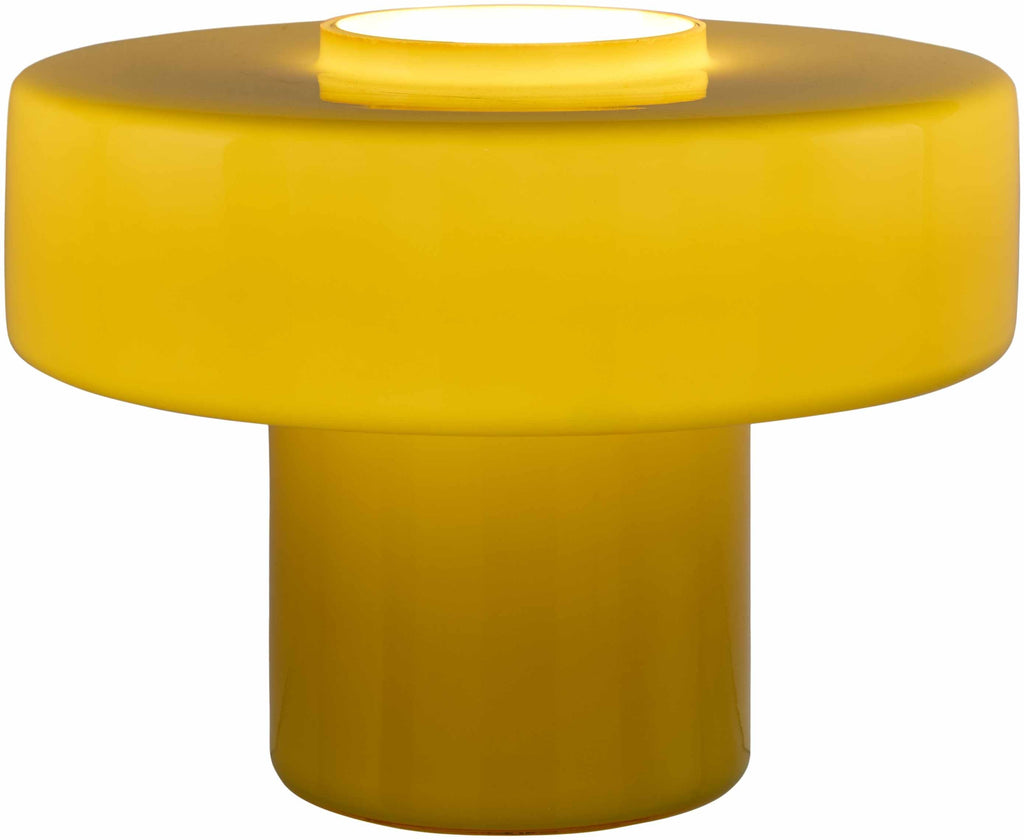 Lauenhagen contemporary translucent yellow and white glass accent floor lamp with power cord — view 3