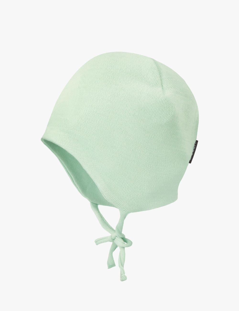 Double-layered merino wool and silk newborn baby hat with practical tie strings — view 3
